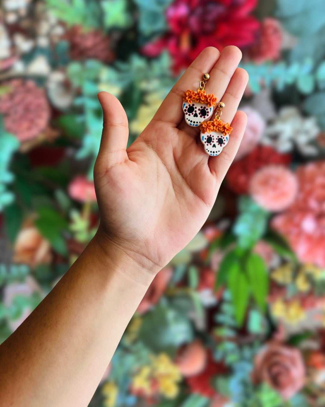Calavera con Cempasuchil