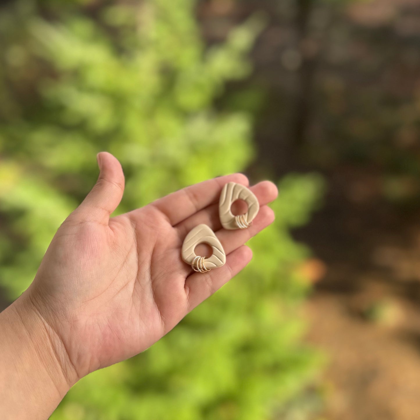 Ivory Dangling Hoop Earrings