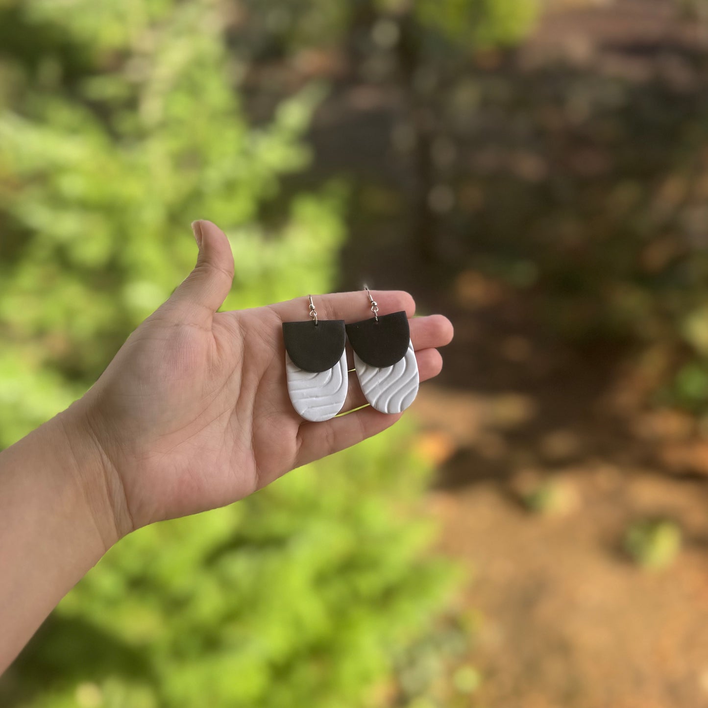 Black and White Patterned Earrings