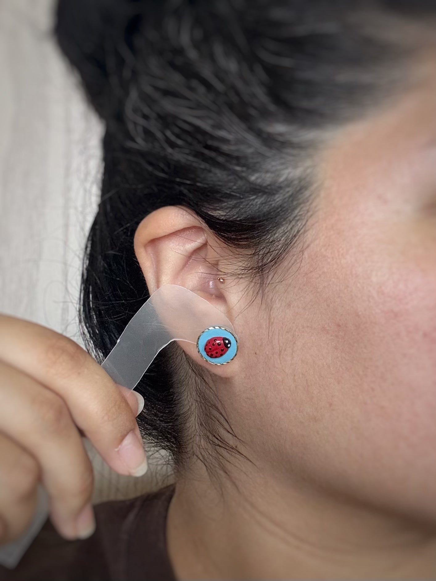 Dainty Lady Bug Stud (Blue)