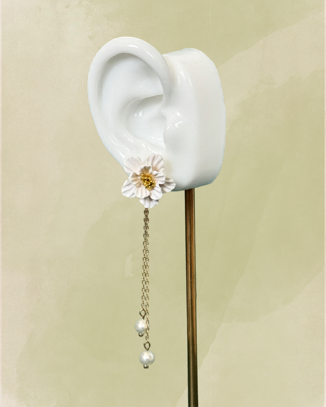 Small Flower Pearl Drop Earrings