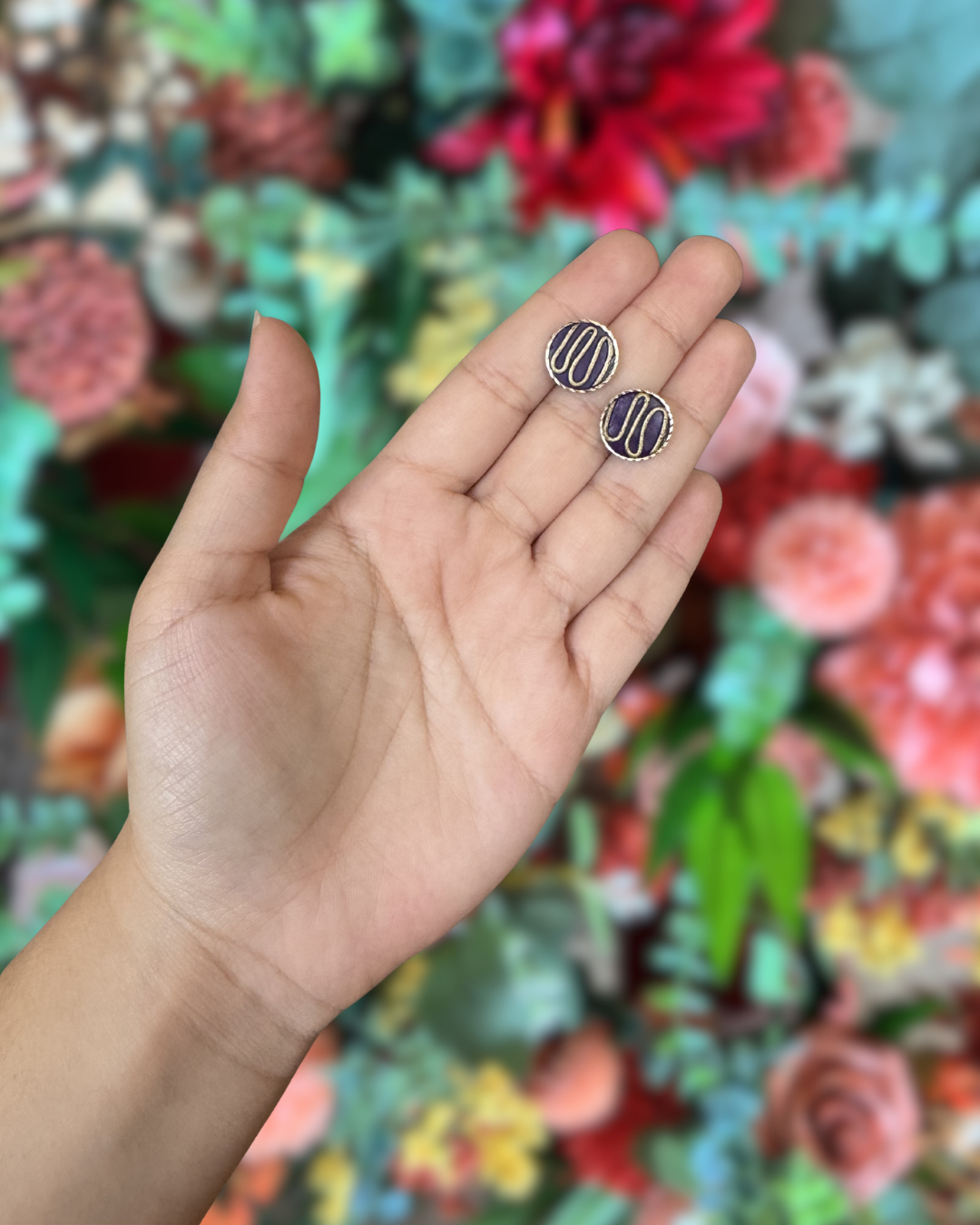 Dark Purple and Gold Studs