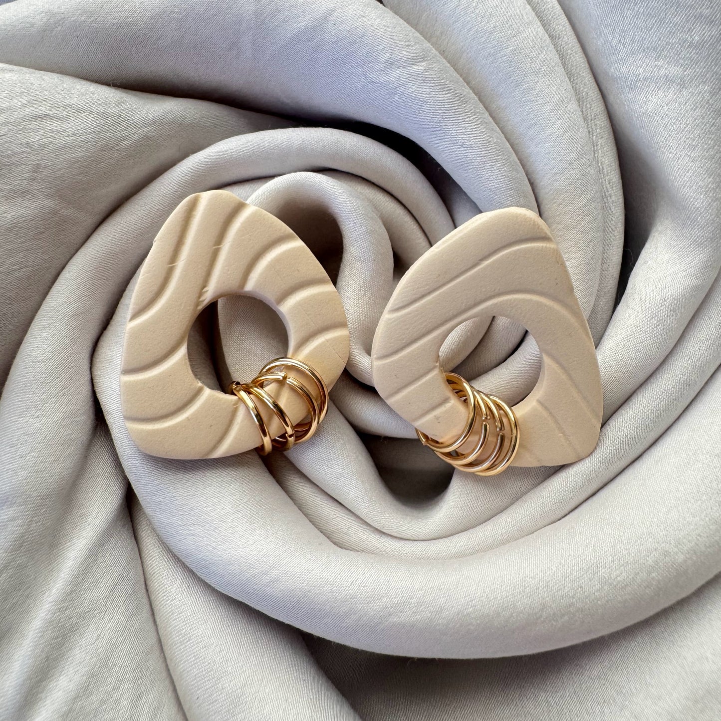 Ivory Dangling Hoop Earrings