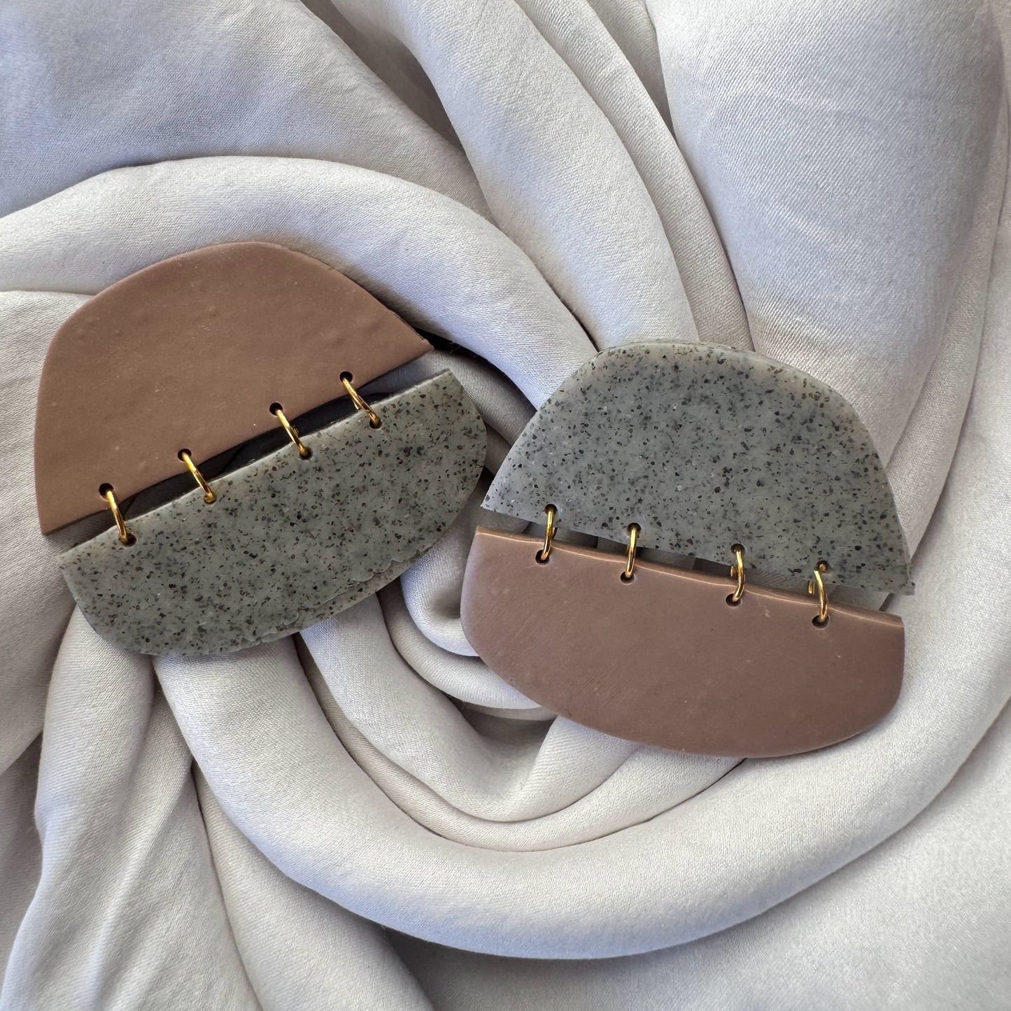 Two-Tone Crescent Trapezoid Earrings