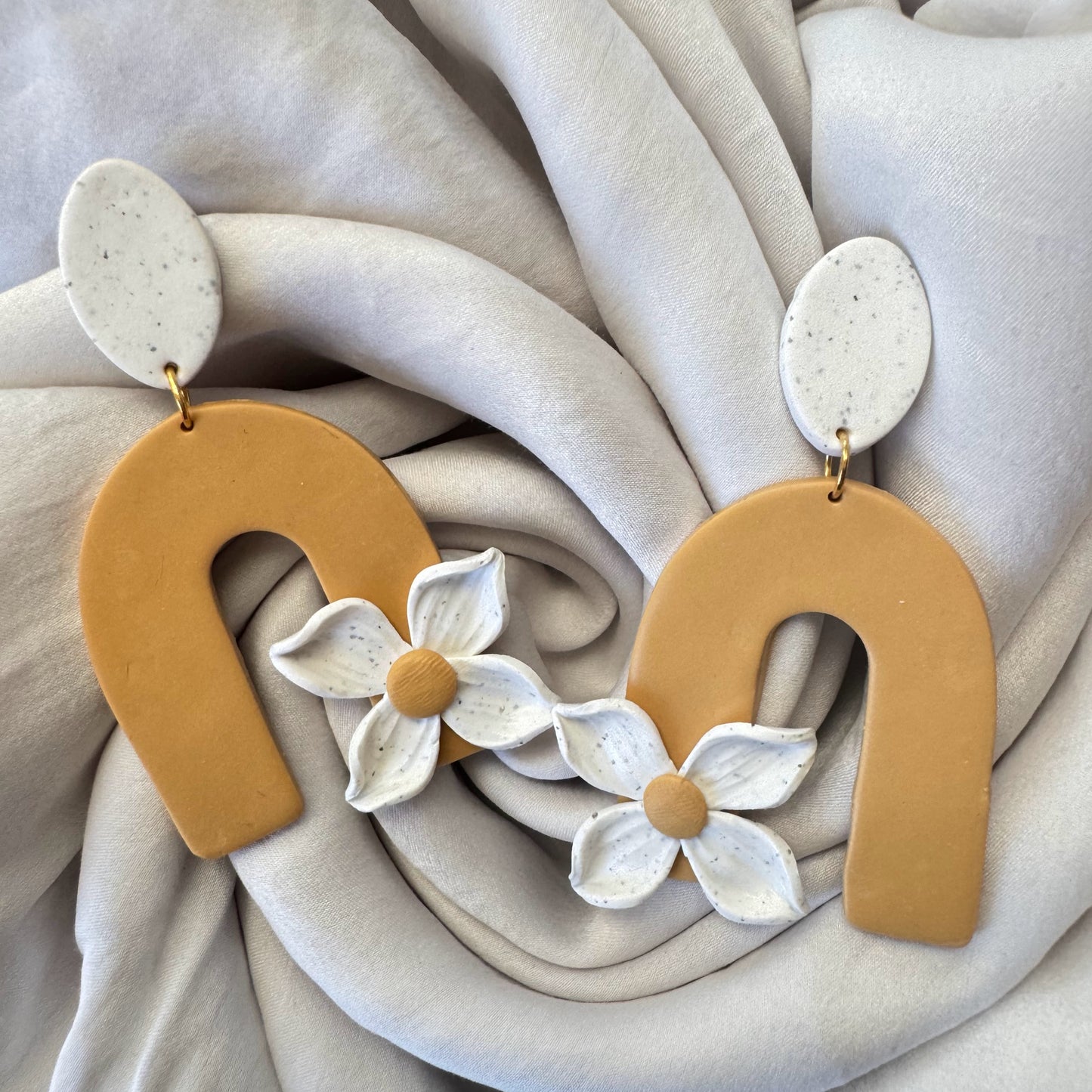 Mustard Yellow Flower Earrings