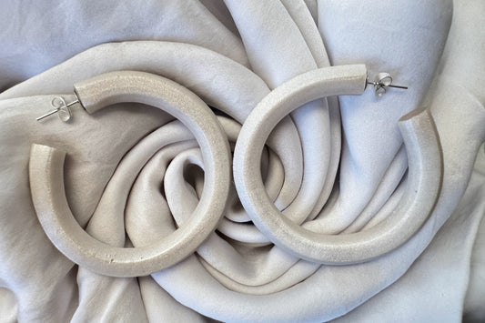 Pearl Glitter Hoop Earrings