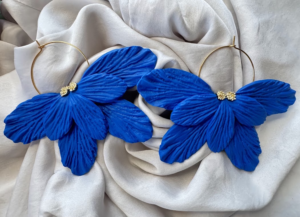 Large Blue Flower Hoop