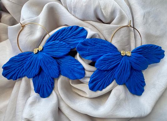 Large Blue Flower Hoop