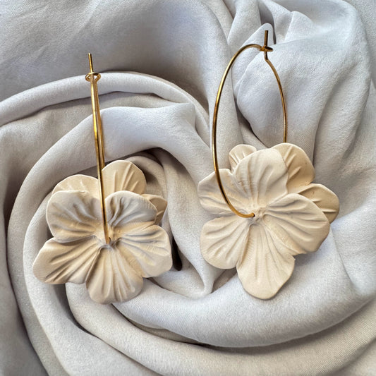 Ivory Flower Hoops