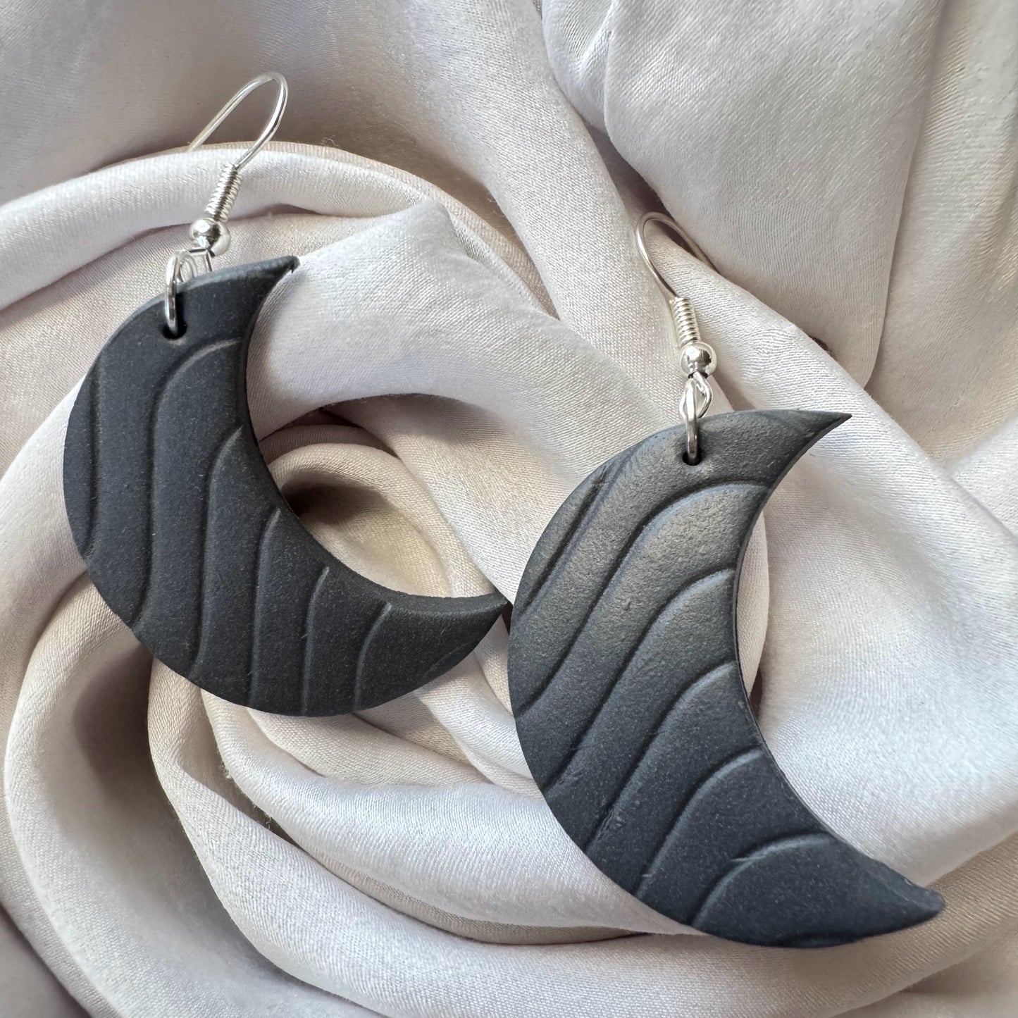 Gray Moon Earrings