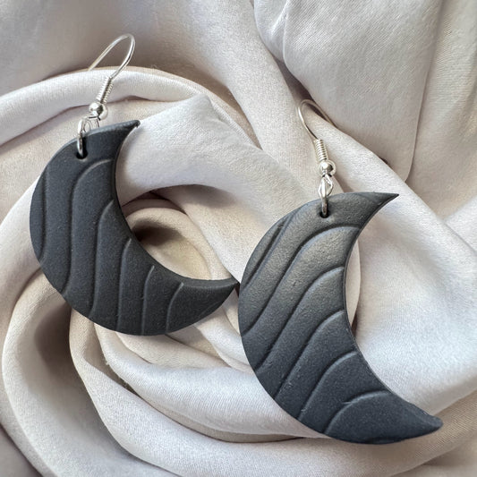 Gray Moon Earrings