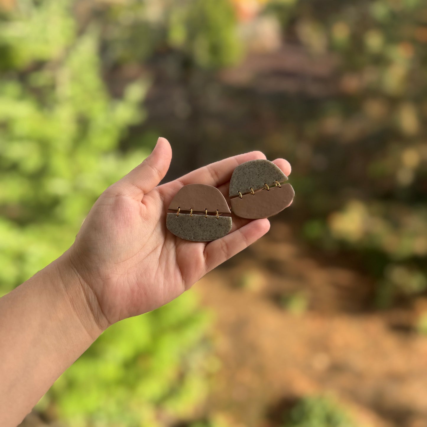 Two-Tone Crescent Trapezoid Earrings