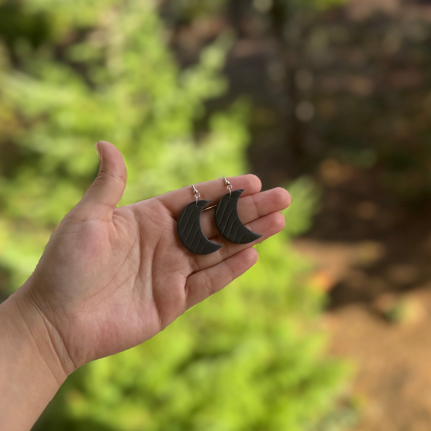 Gray Moon Earrings