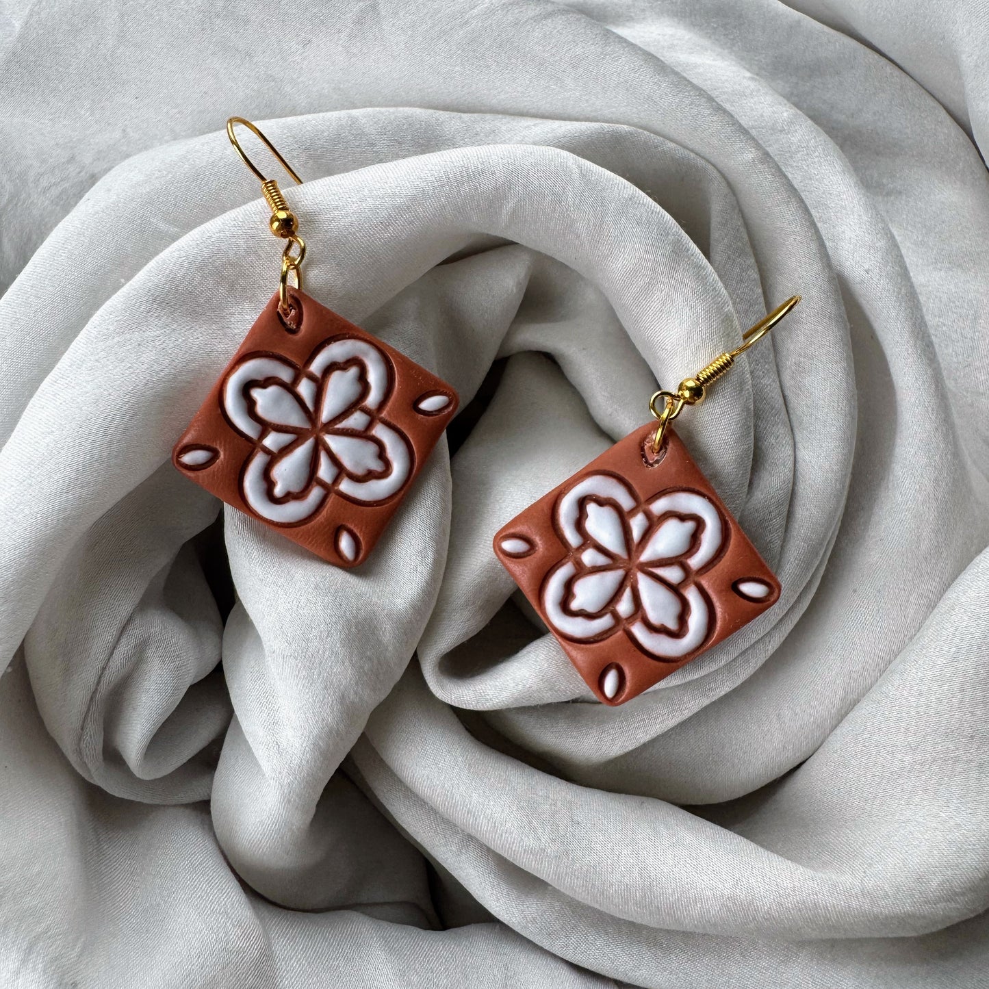 Terra Cotta Talavera Tile Earrings