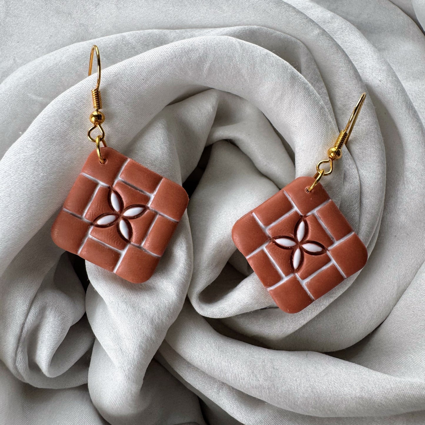 Terra Cotta Talavera Tile Earrings