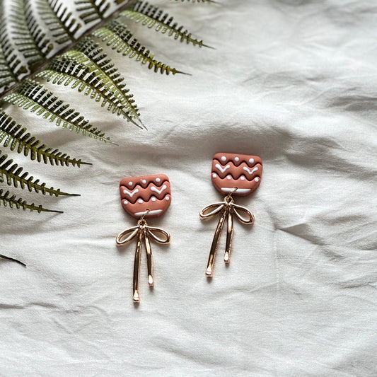 Macetita and Gold Bow Earrings