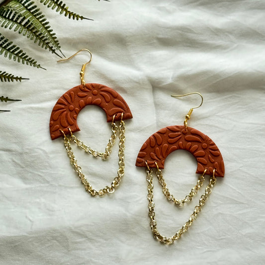 Terra Cotta Floral Earrings