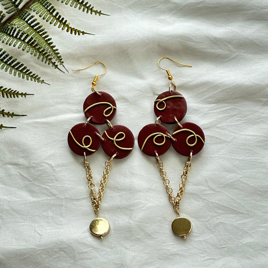Tri-Circle Gold Loop Earrings