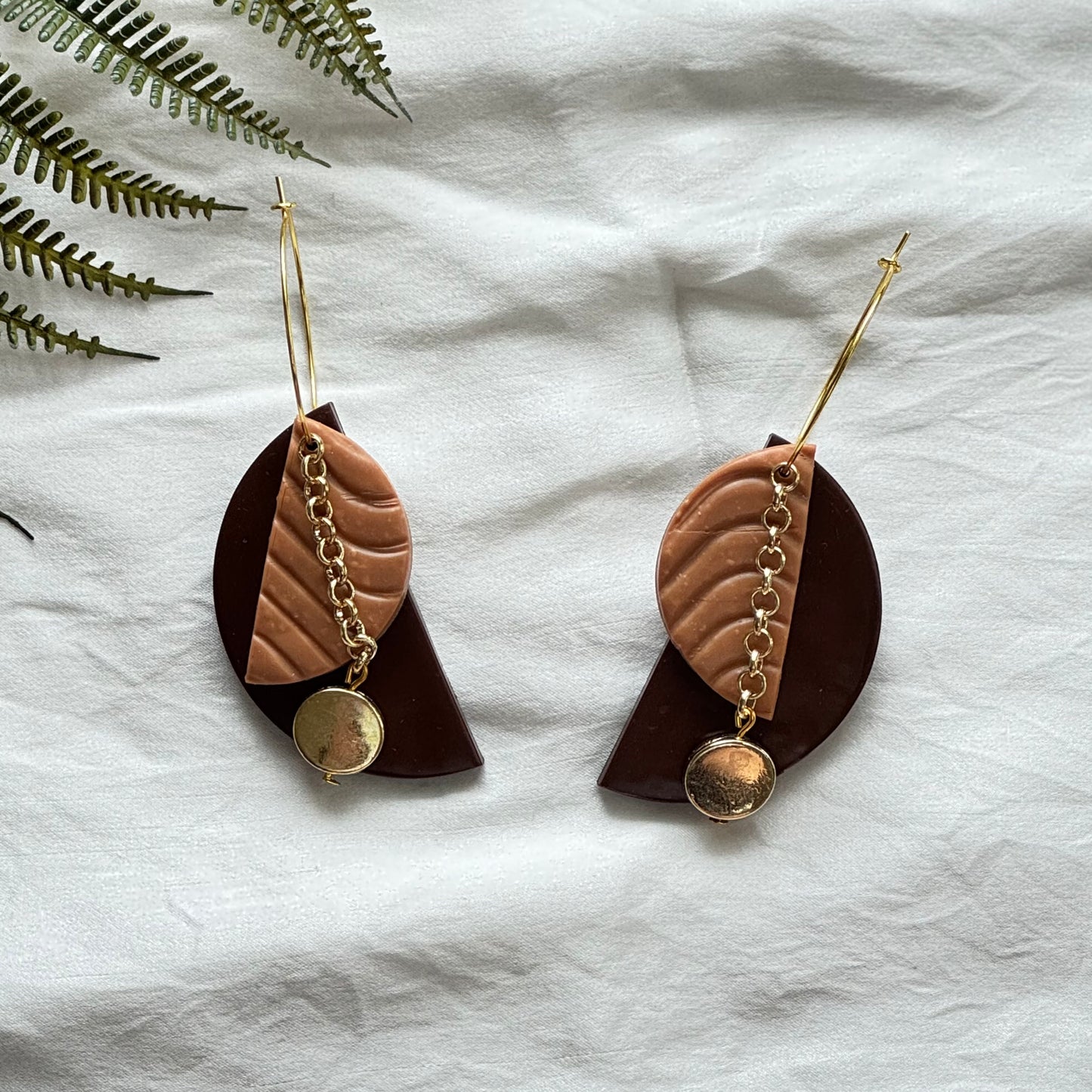 Two-Tone Half Circle Hoop Earrings