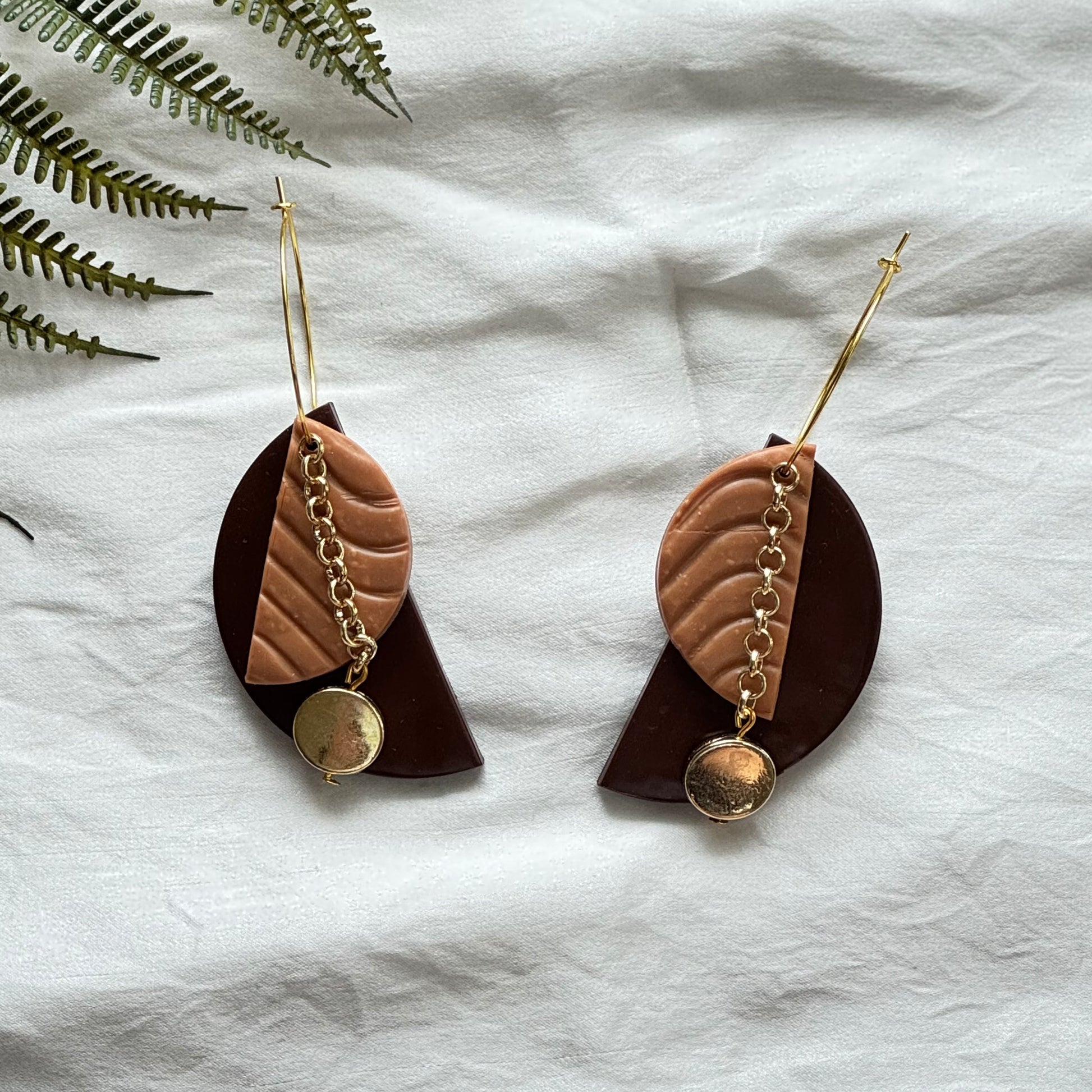 Two-Tone Half Circle Hoop Earrings