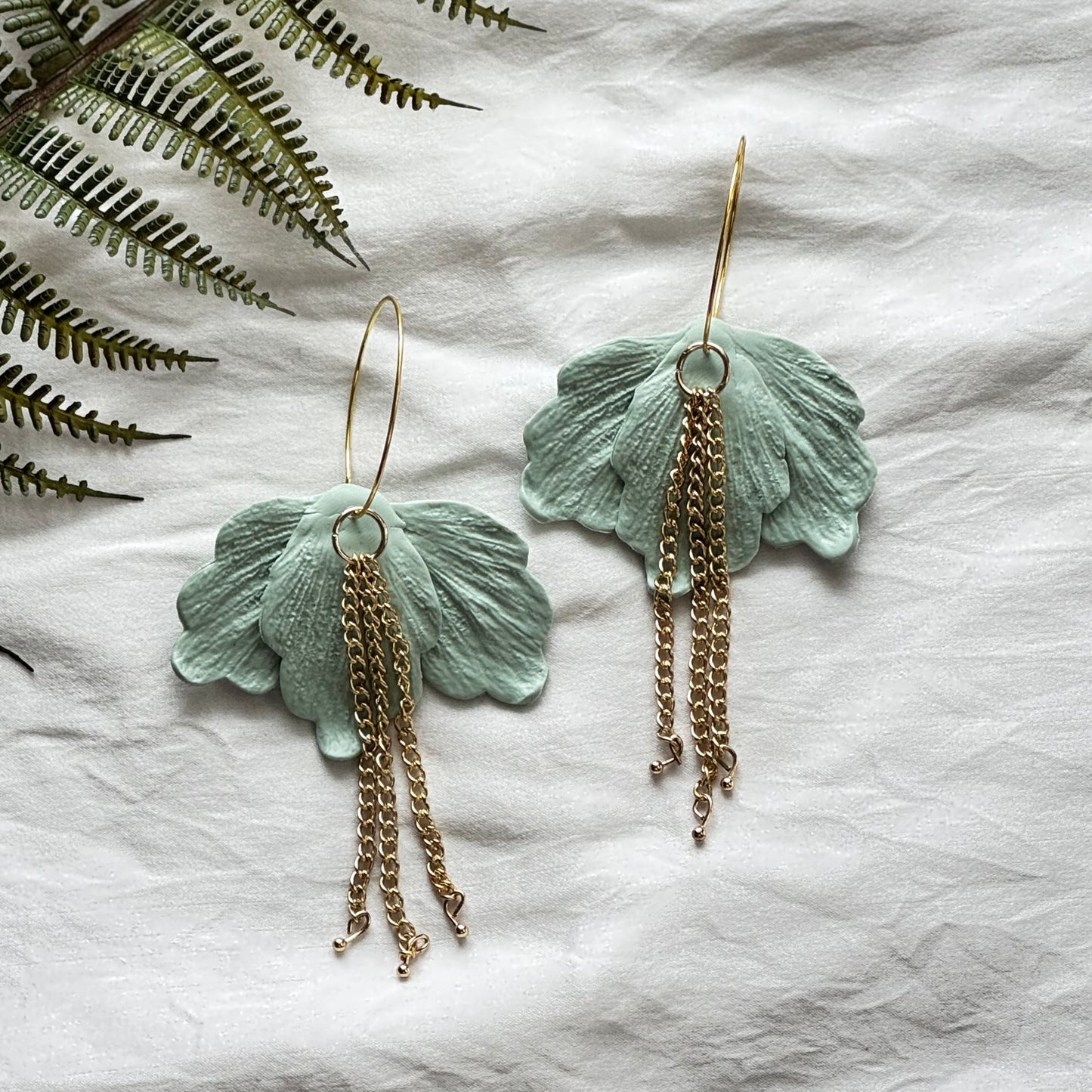 Sage Petal Hoop Earrings