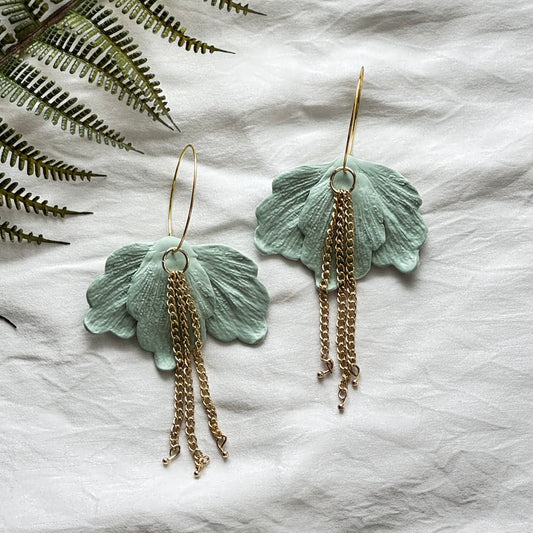 Sage Petal Hoop Earrings