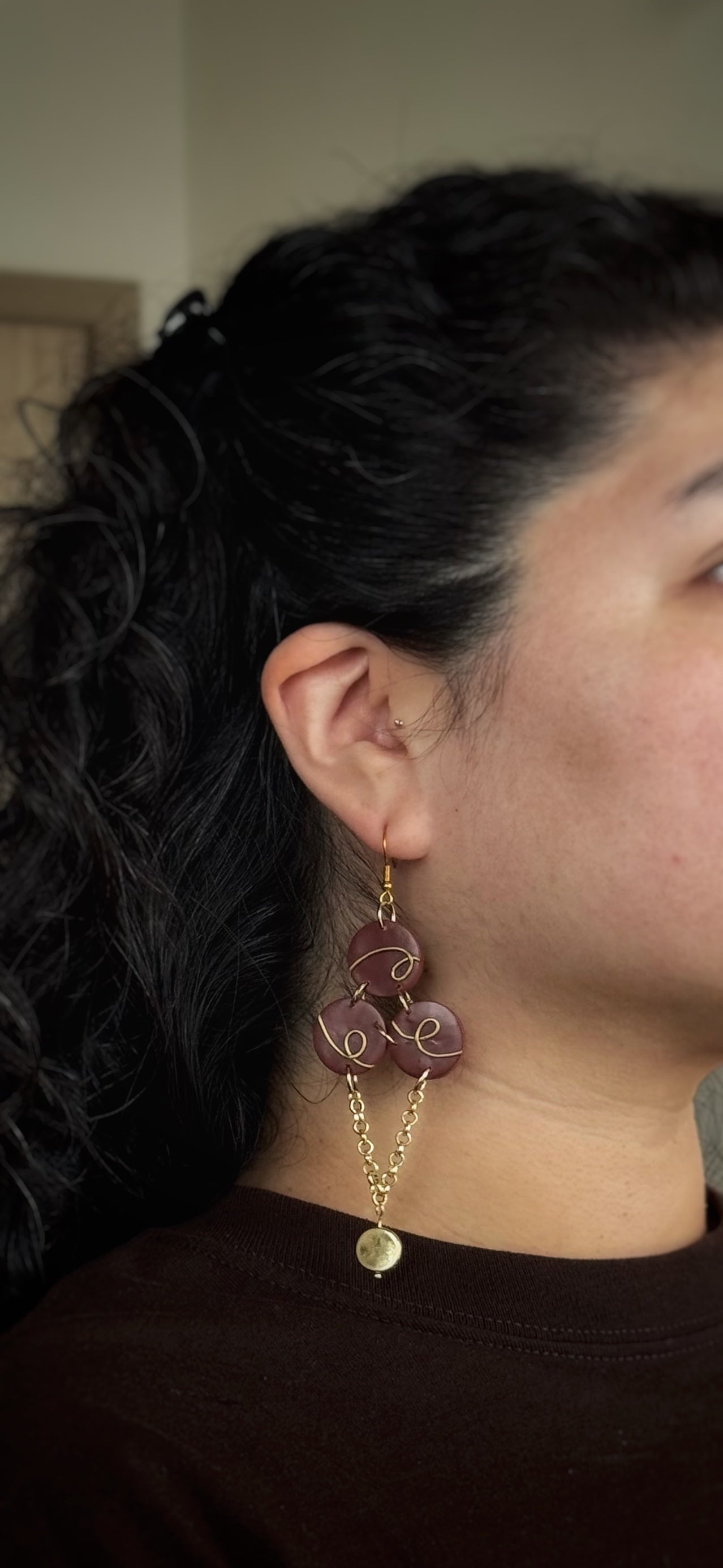 Tri-Circle Gold Loop Earrings