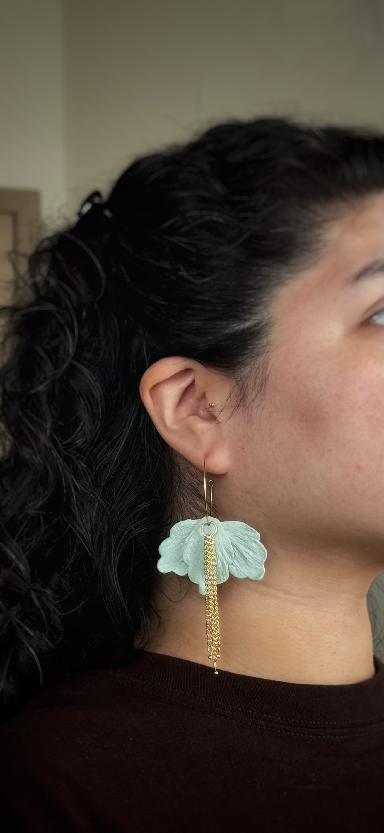 Sage Petal Hoop Earrings