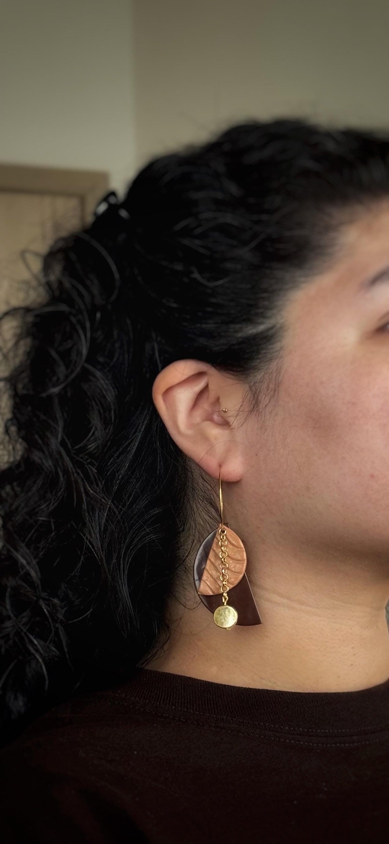 Two-Tone Half Circle Hoop Earrings