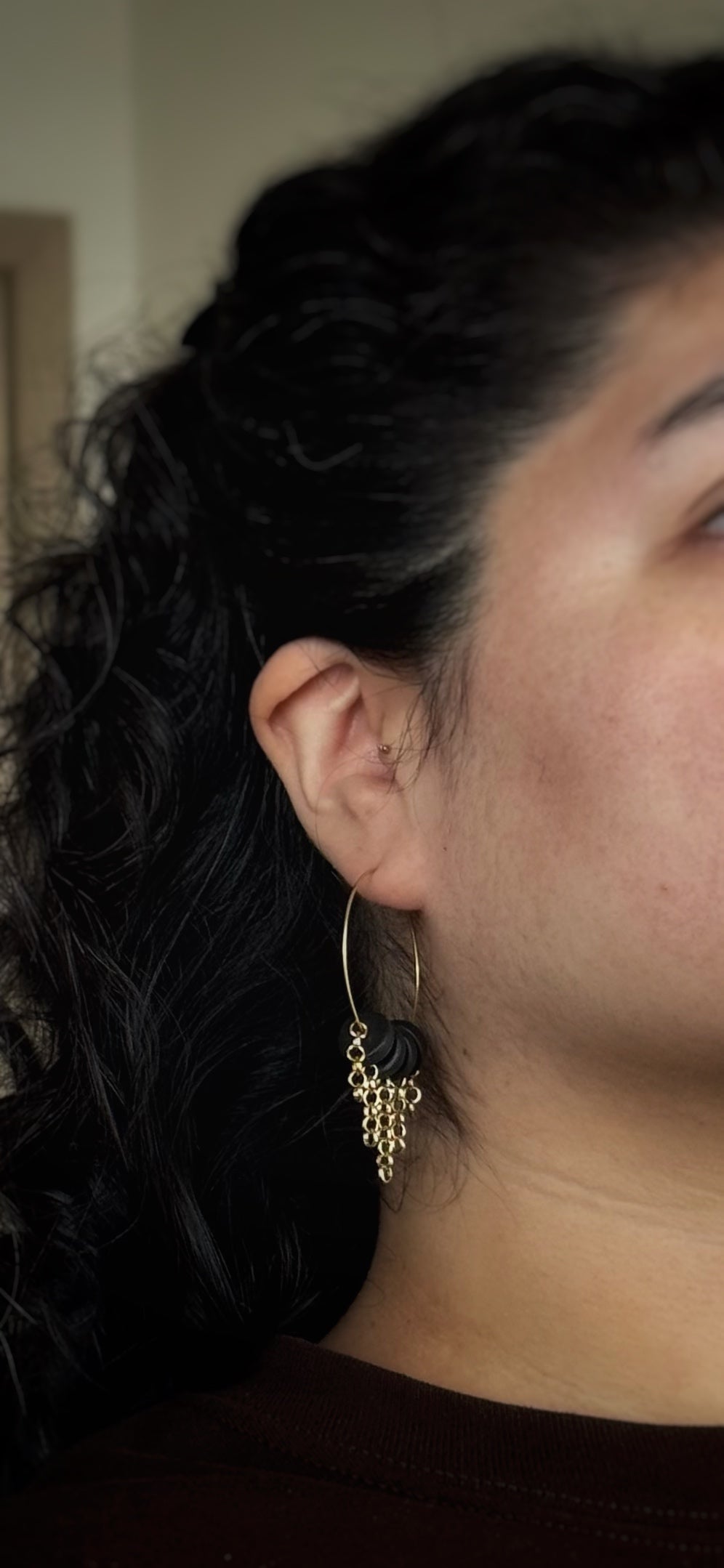 Black Circles and Chains Earrings