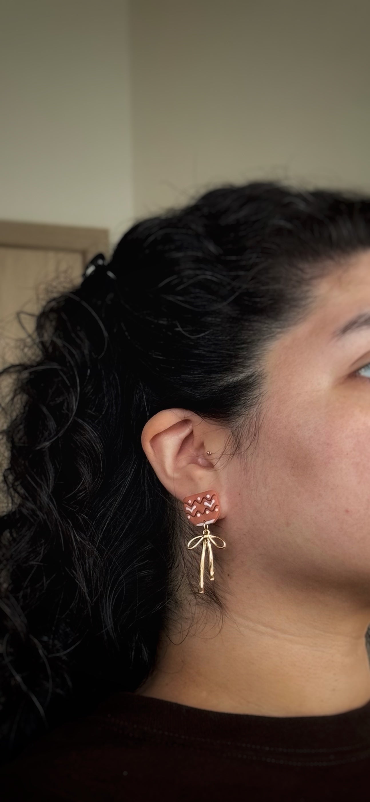 Macetita and Gold Bow Earrings
