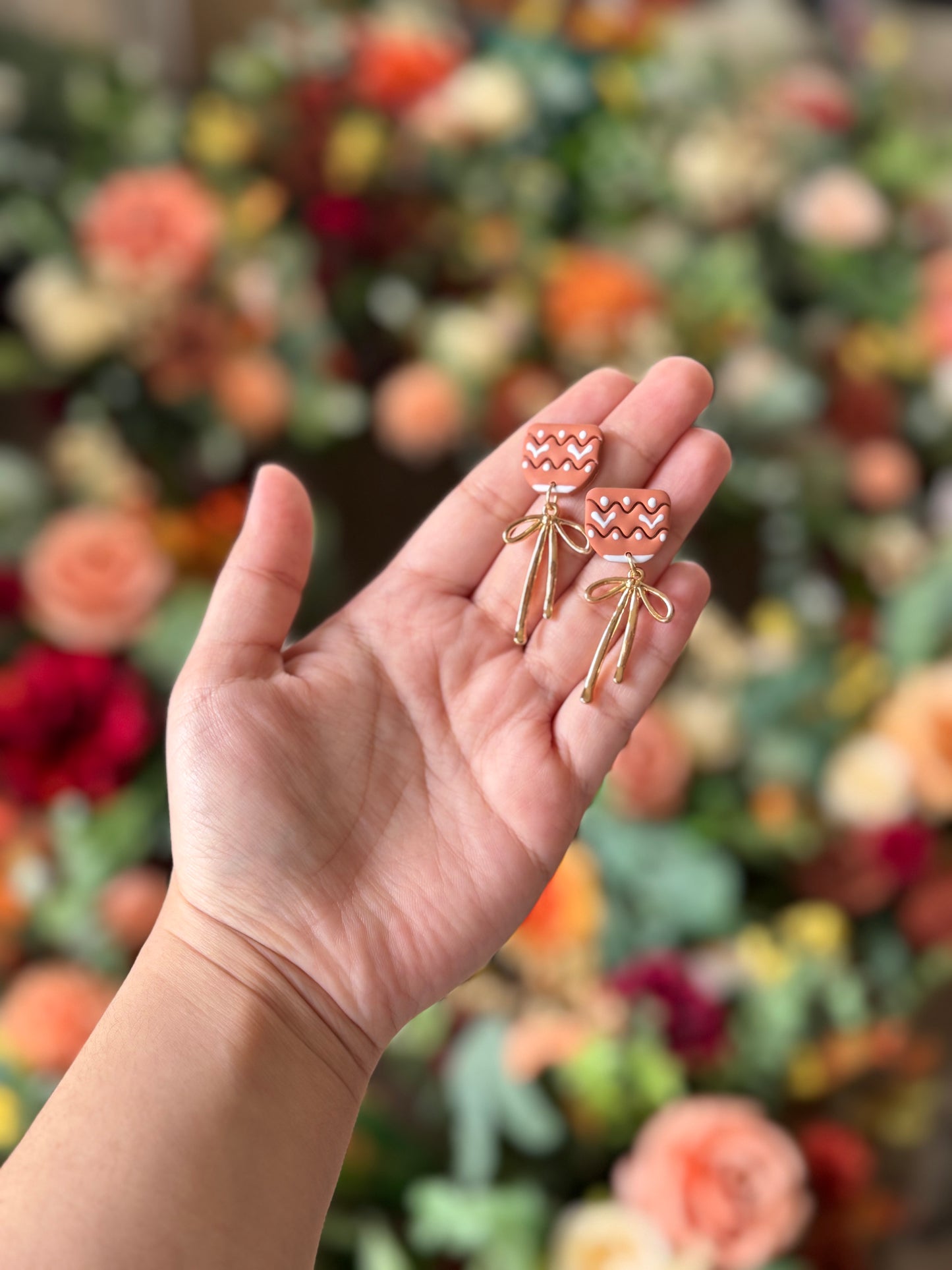 Macetita and Gold Bow Earrings