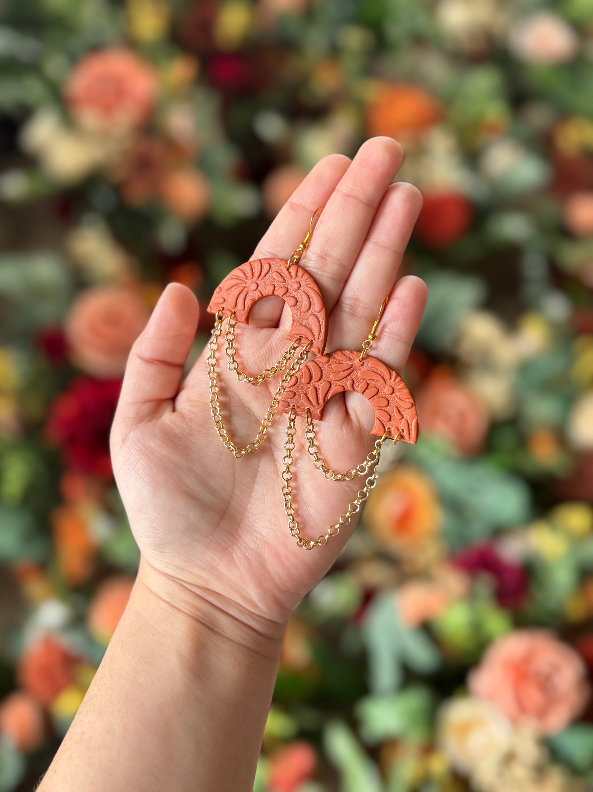 Terra Cotta Floral Earrings