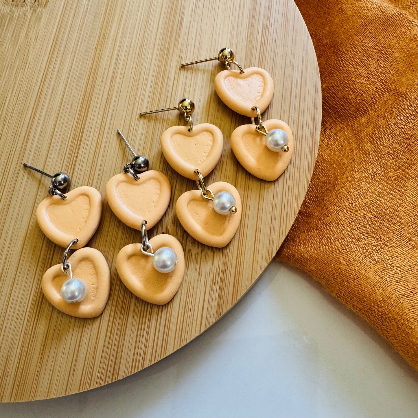 Orange Heart Pearl Dangle