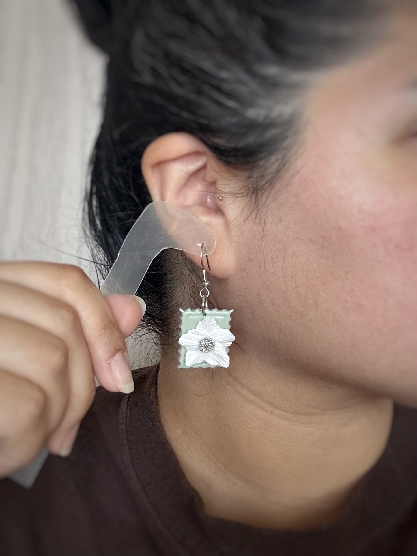 White Flower Sage Stamp Dangle