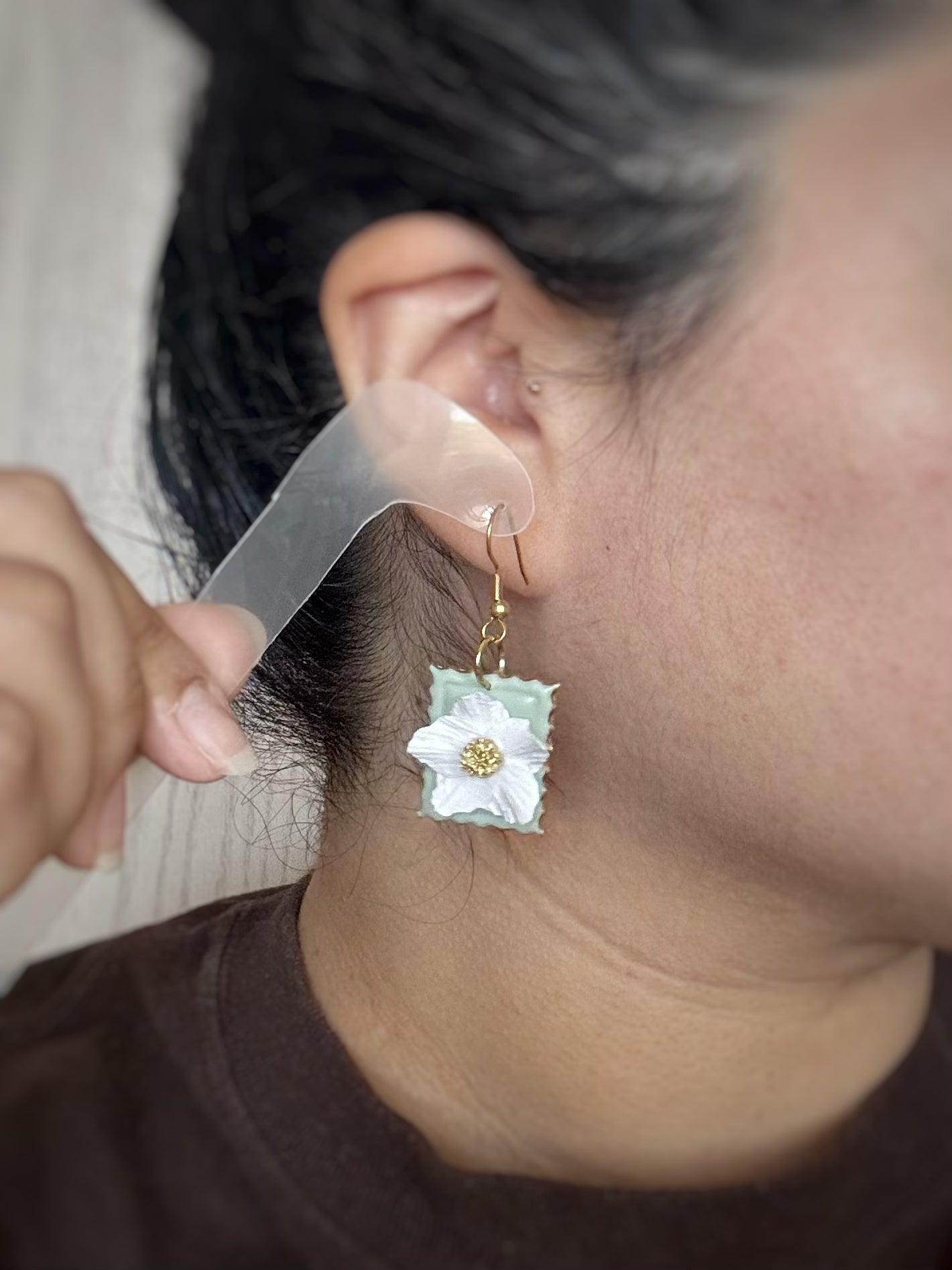 White Flower Sage Stamp Dangle