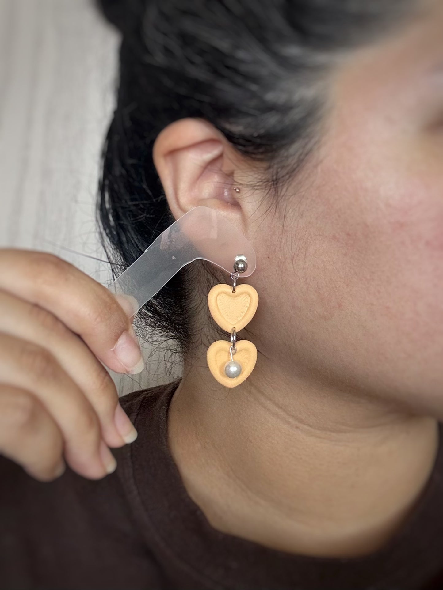 Orange Heart Pearl Dangle