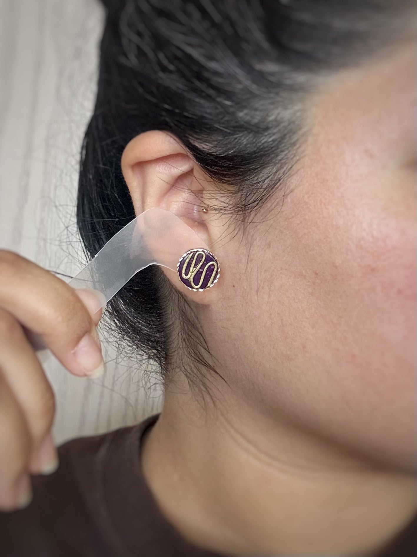 Dark Purple and Gold Studs