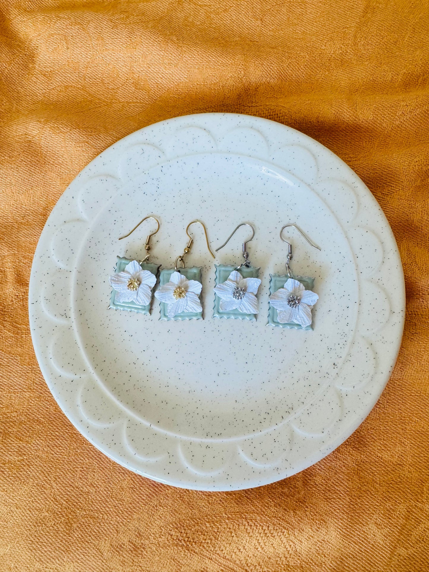 White Flower Sage Stamp Dangle