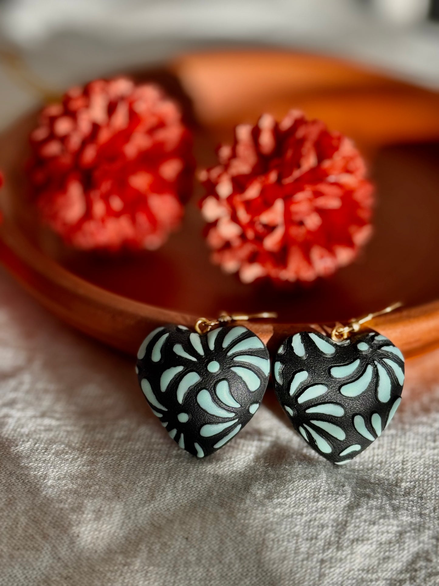 Mexican Puff Heart Earring