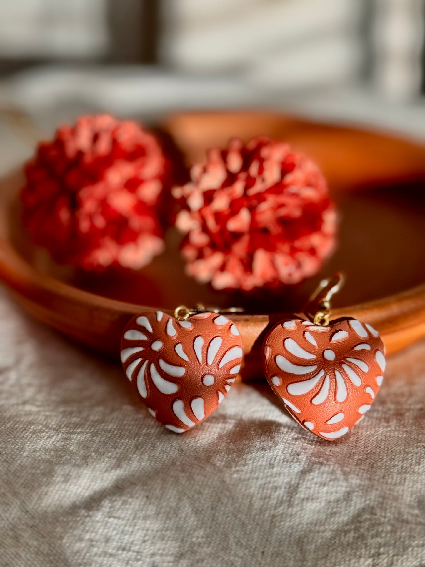 Mexican Puff Heart Earring