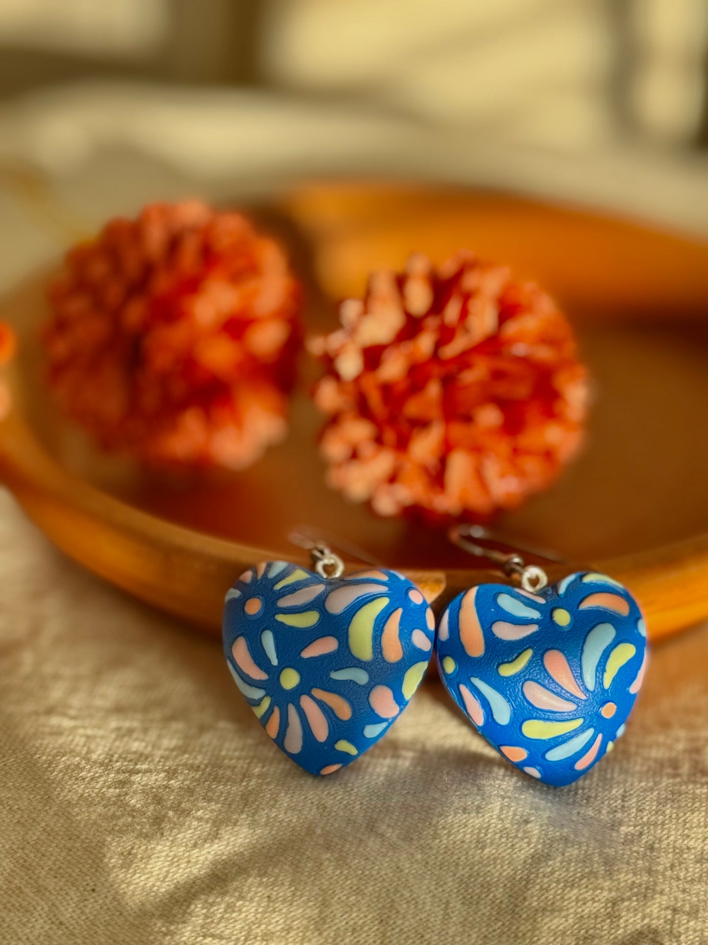 Mexican Puff Heart Earring
