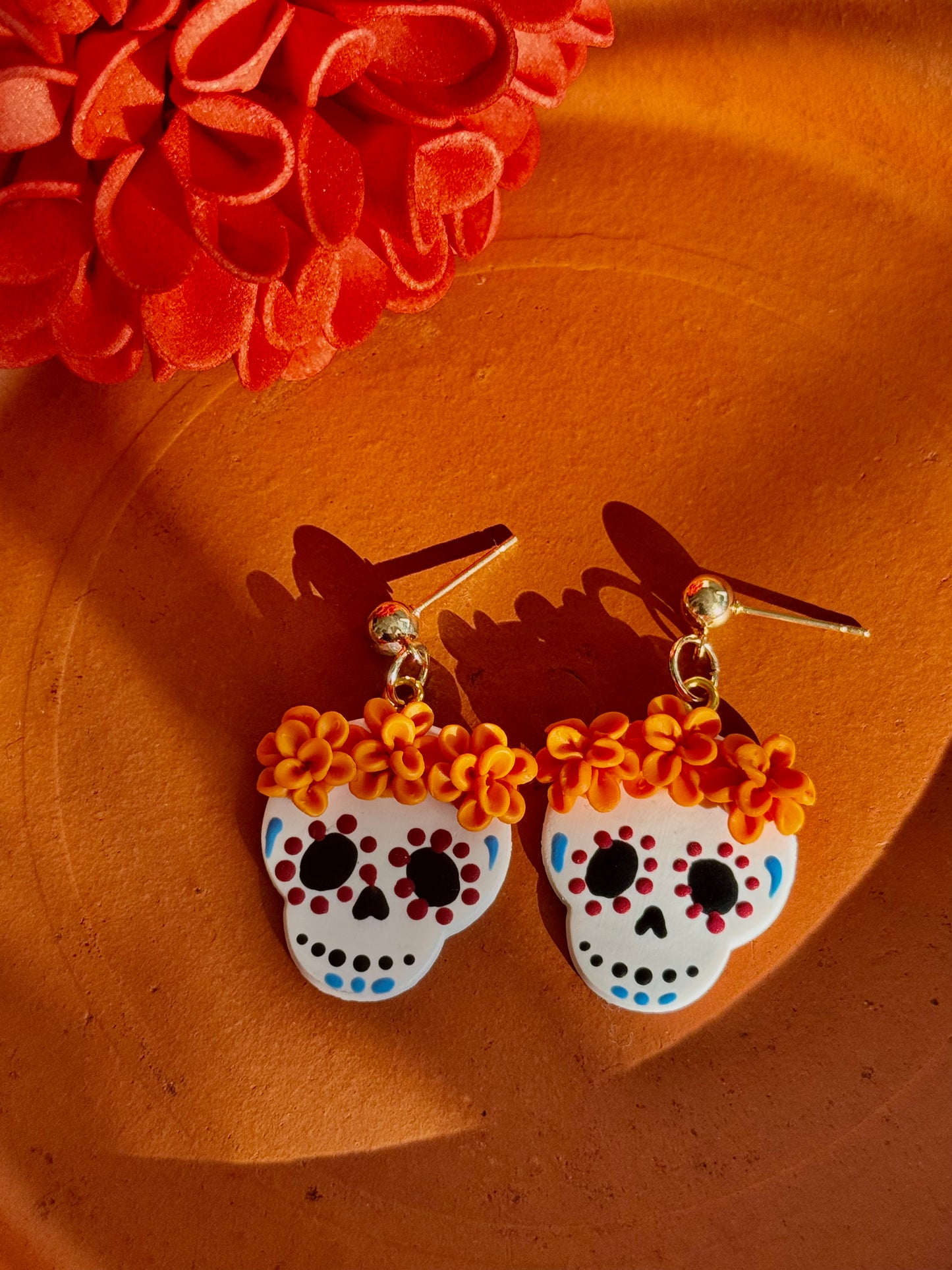 Calavera con Cempasuchil