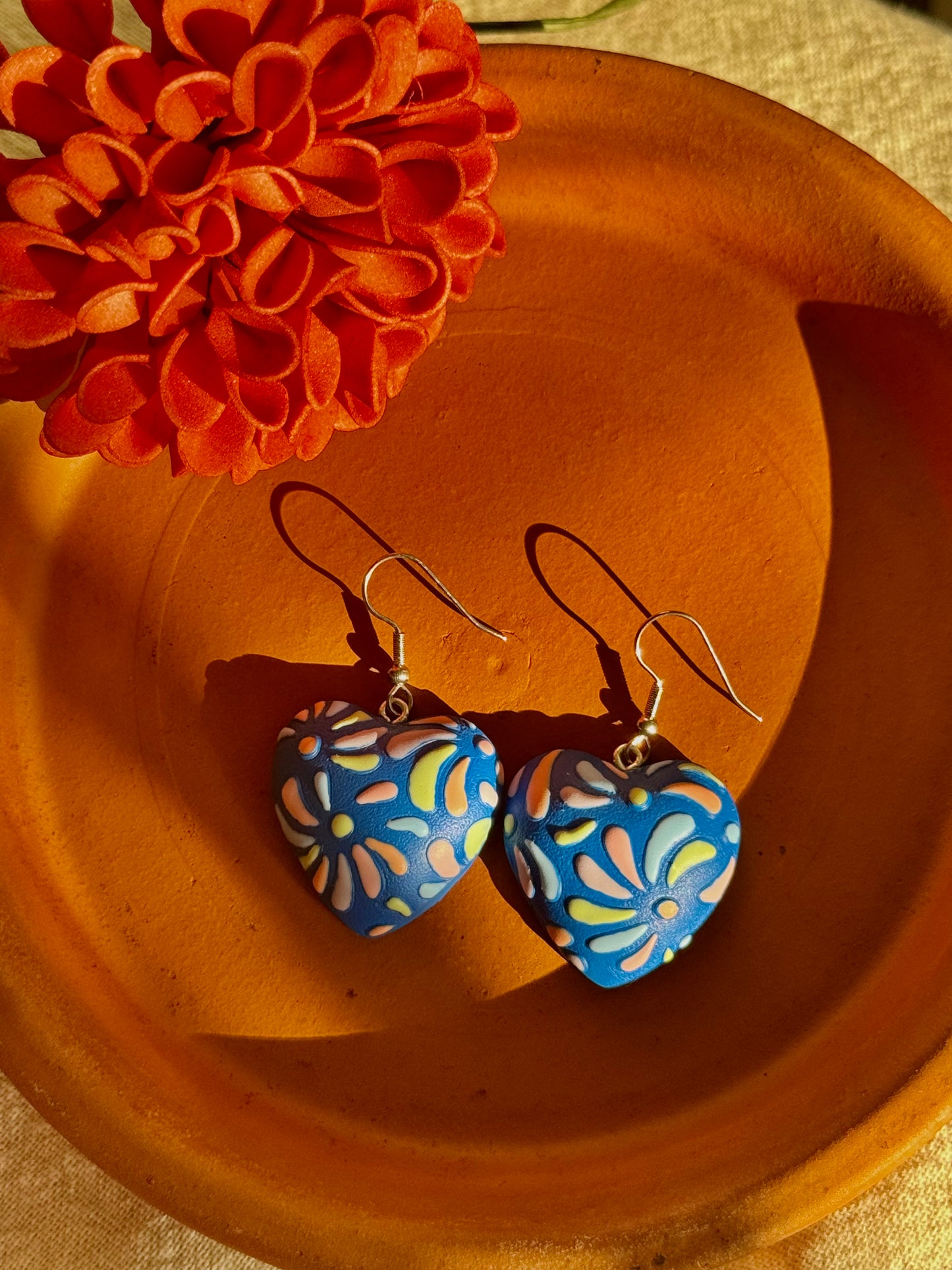 Mexican Puff Heart Earring