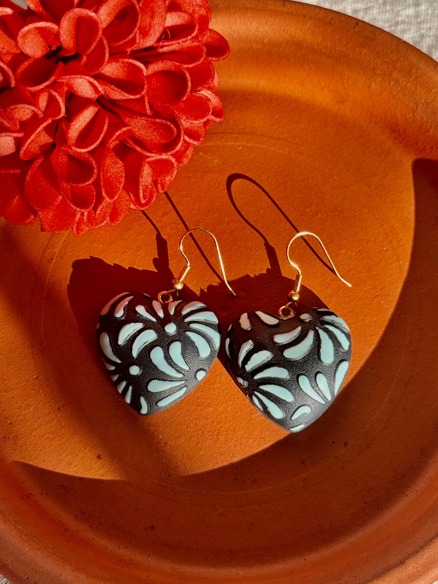 Mexican Puff Heart Earring