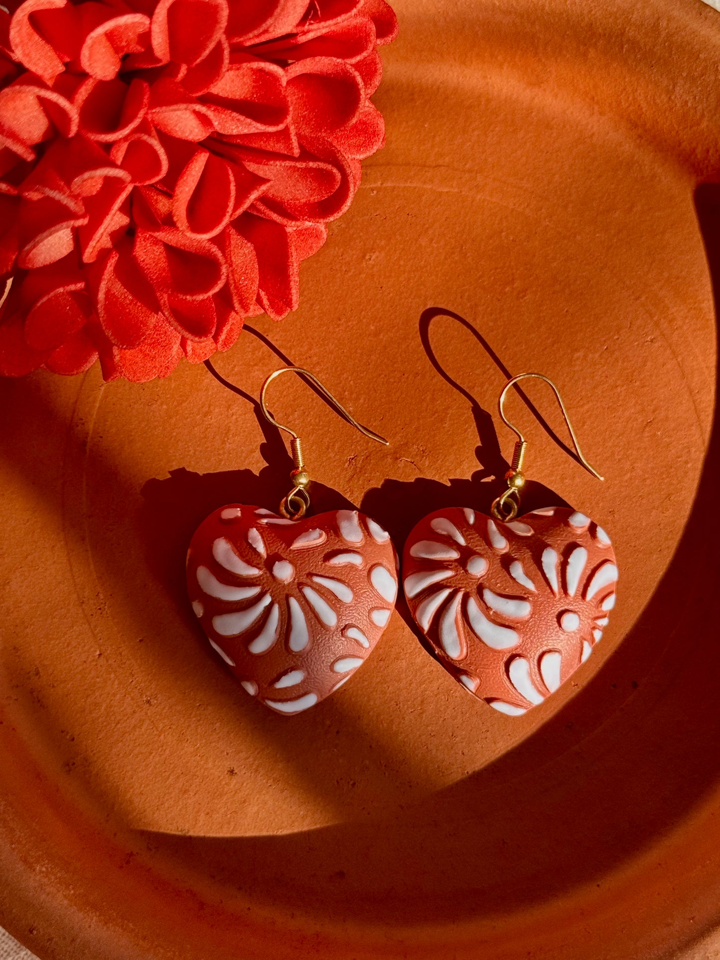 Mexican Puff Heart Earring